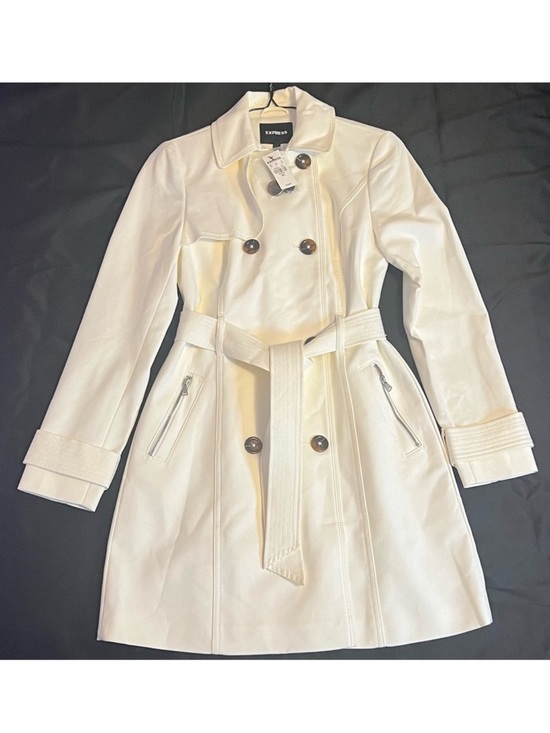 Express Jackets & Blazers - EXPRESS White Double-Breasted Trench Coat